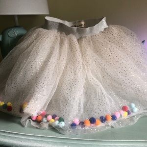 Glitter and Tulle Pom Pom birthday skirt 4T